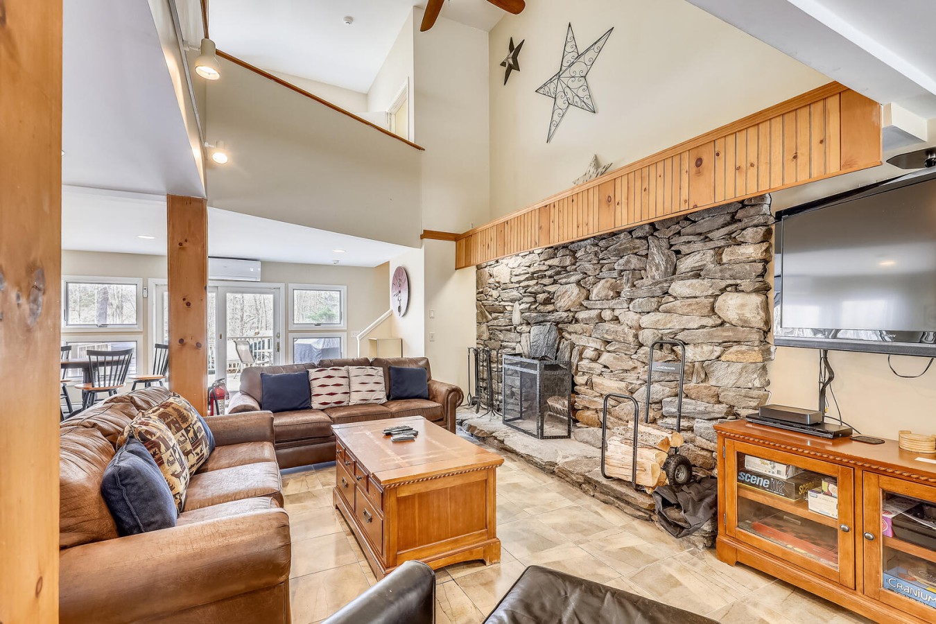 Interior of Top Star Retreat, a rental cabin in Killington, Vermont