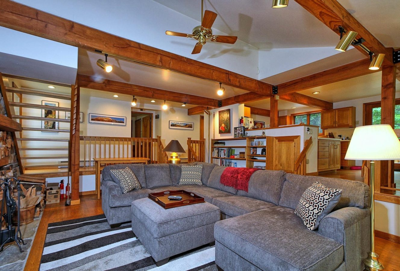 bright living room in cabin rental
